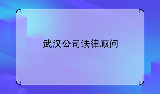 武汉公司法律顾问