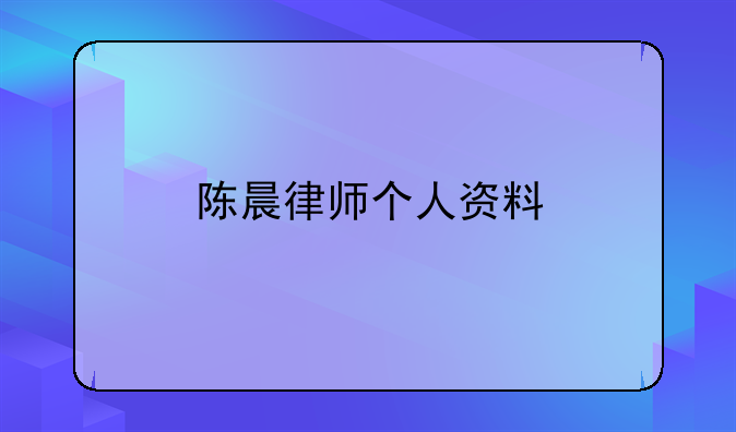 陈晨律师个人资料