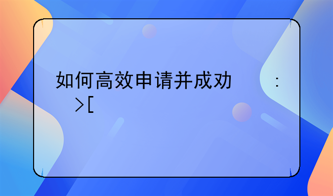 如何高效申请并成功获取贷款
