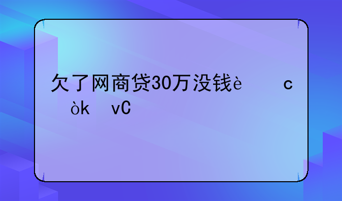 欠了网商贷30万没钱还会坐牢吗