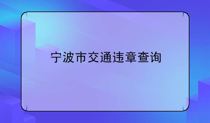 宁波市交通违章查询