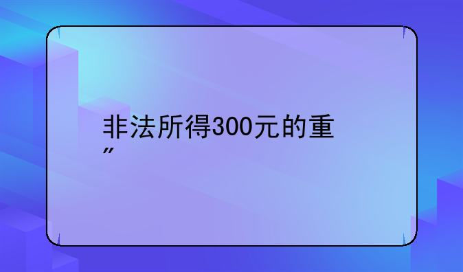 非法所得300元的量刑