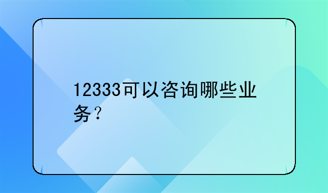 12333可以咨询哪些业务？