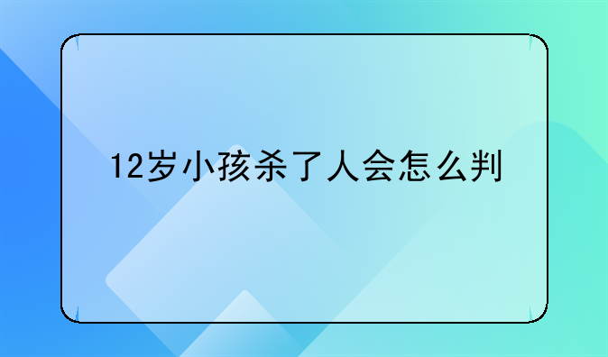 12岁小孩杀了人会怎么判
