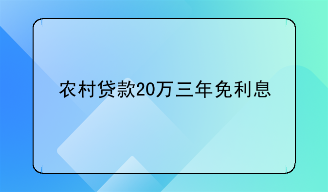 农村贷款20万三年免利息