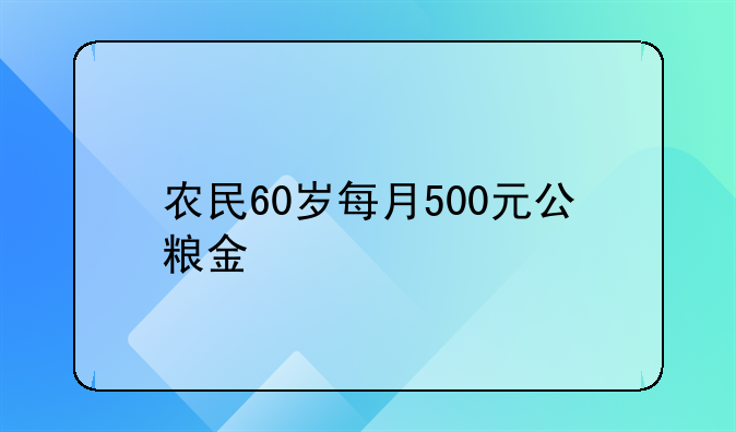 农民60岁每月500元公粮金