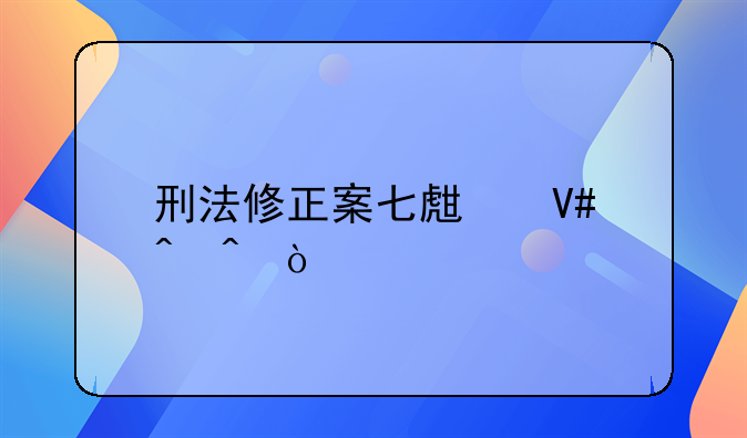 刑法修正案七生效时间？