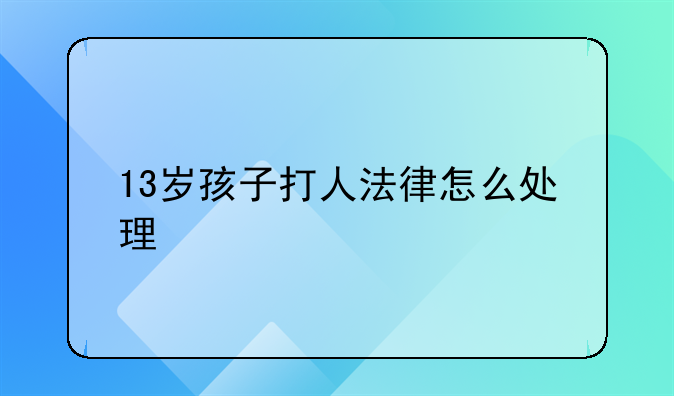 13岁孩子打人法律怎么处理