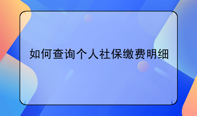 如何查询个人社保缴费明细