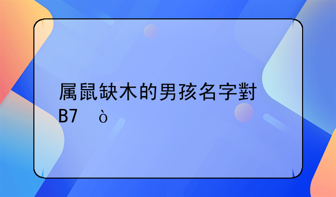 属鼠缺木的男孩名字小名？