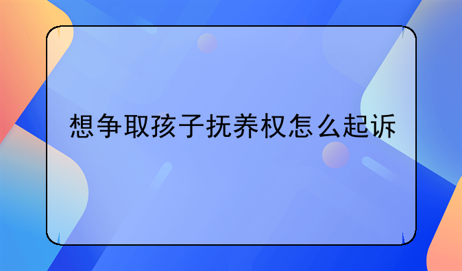 想争取孩子抚养权怎么起诉