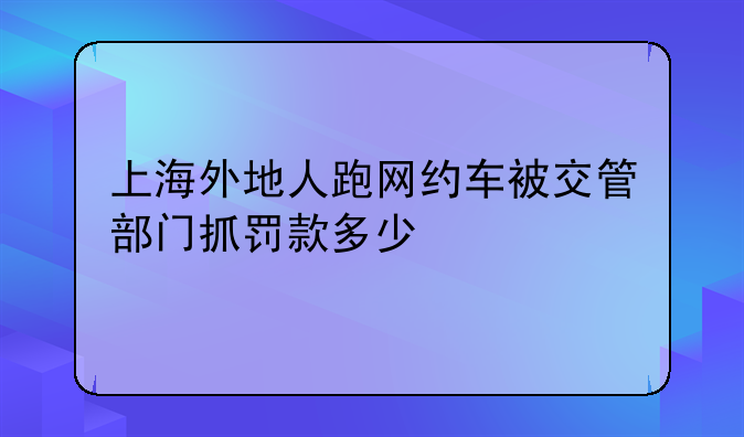 上海外地人跑网约车被交管部门抓罚款多少