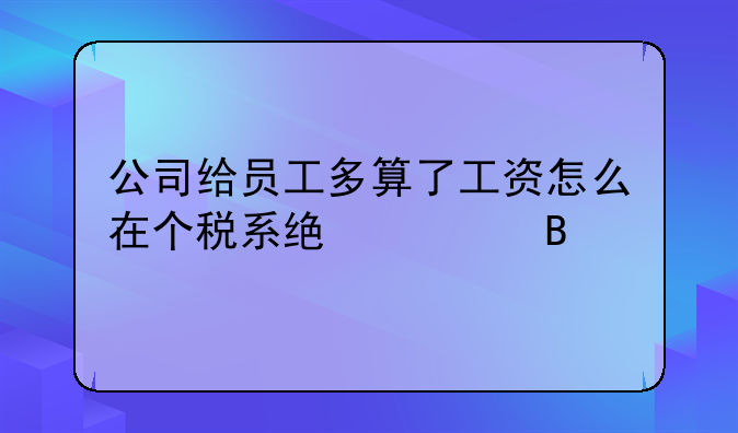 公司给员工多算了工资怎么在个税系统处理