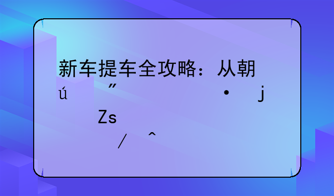 新车提车全攻略：从期待到驾驭的喜悦之旅