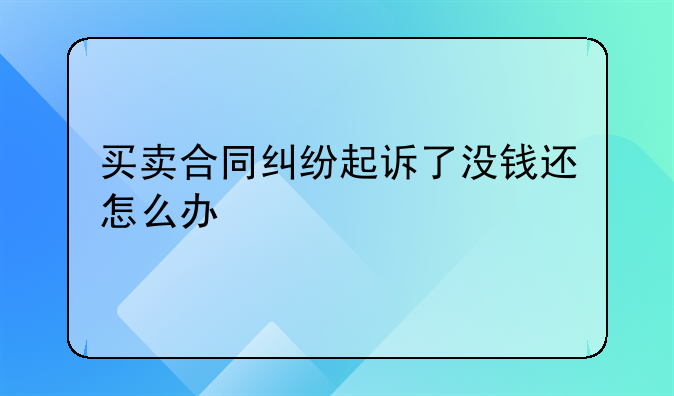 买卖合同纠纷起诉了没钱还怎么办