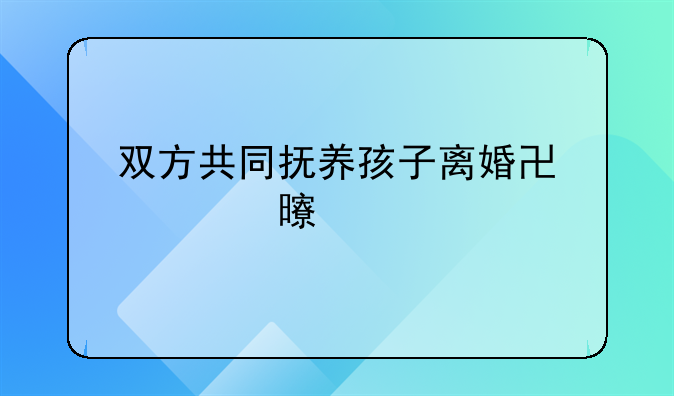 双方共同抚养孩子离婚协议书详解