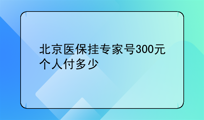 北京医保挂专家号300元个人付多少