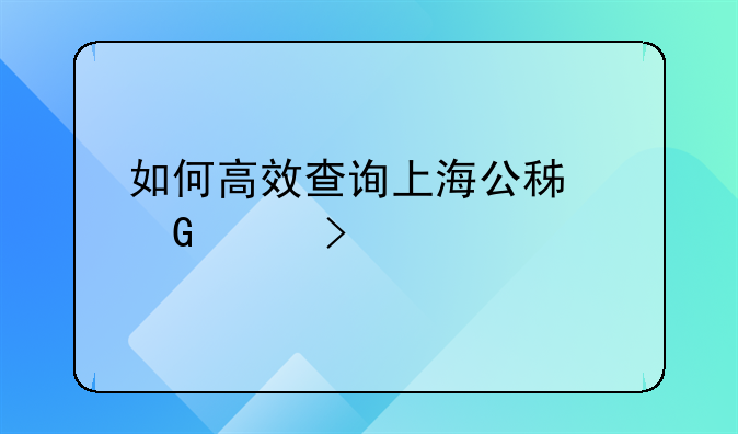 如何高效查询上海公积金账号信息