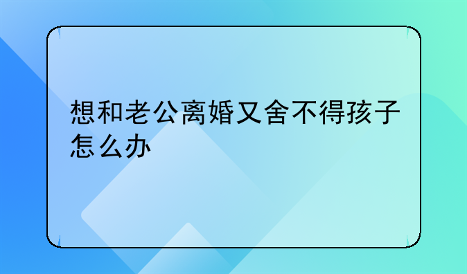 想和老公离婚又舍不得孩子怎么办