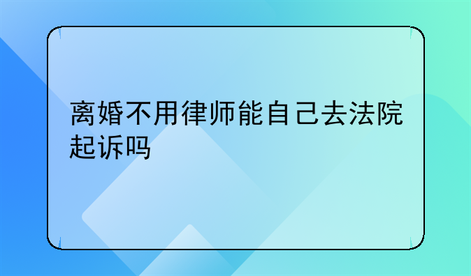 离婚不用律师能自己去法院起诉吗
