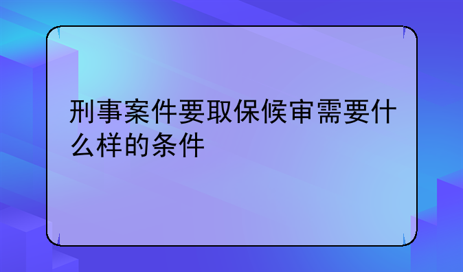 刑事案件要取保候审需要什么样的条件