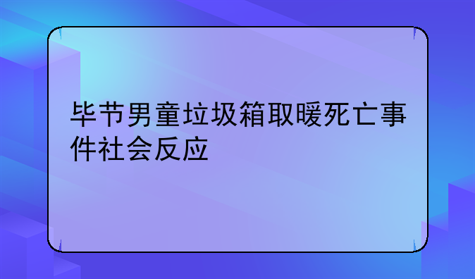 毕节男童垃圾箱取暖死亡事件社会反应