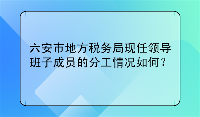六安市地方税务局现任领导班子成员的分工情况如何？