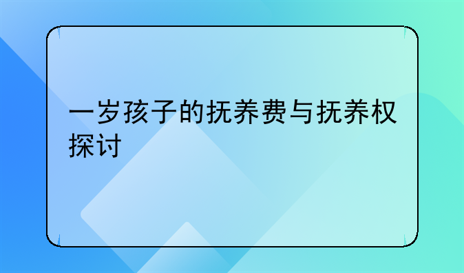 一岁孩子的抚养费与抚养权探讨