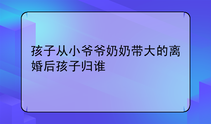 孩子从小爷爷奶奶带大的离婚后孩子归谁